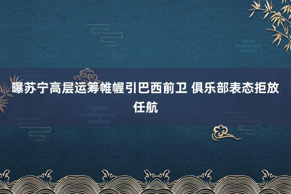 曝苏宁高层运筹帷幄引巴西前卫 俱乐部表态拒放任航